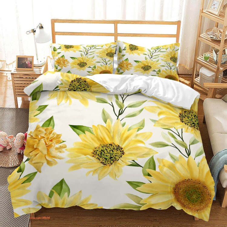 Sunflower Bedding Full Size Garden Floral Sunflower Bedding Set - King - Ettee