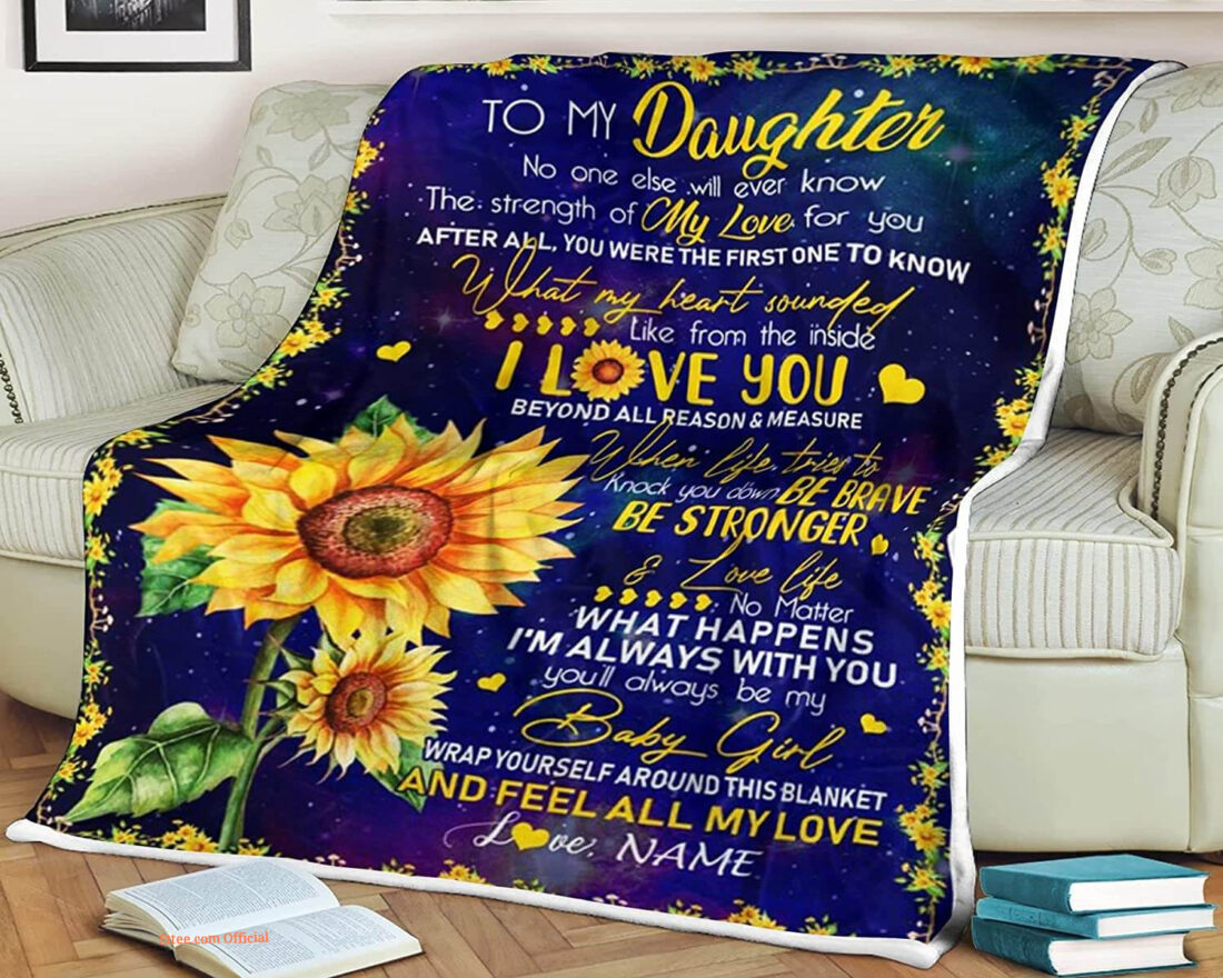 Sunflower quilt blanket to my daughter i'm always with you. foldable and compact - super king