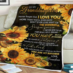 Sunflower Butterfly Quilt Blanket To My Granddaughter. Foldable And Compact - Super King - Ettee