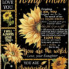 Sunflower Yellow To My Mom Quilt Blanket. Best Mom Ever Gifts - Twin - Ettee