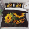 Sunflower and Butterfly Cotton Bed Sheets Spread Comforter Bedding Sets - King - Ettee