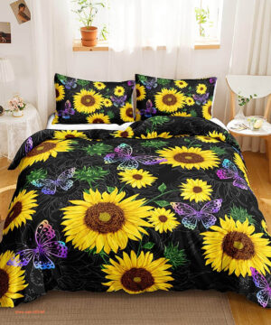 Sunflower for Girls Kids Purple Butterfly Bedding Set - King - Ettee