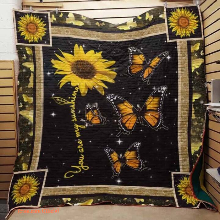 Sunflowers Monarch Butterfly You Are My Sunshine Quilt Blanket - Super King - Ettee
