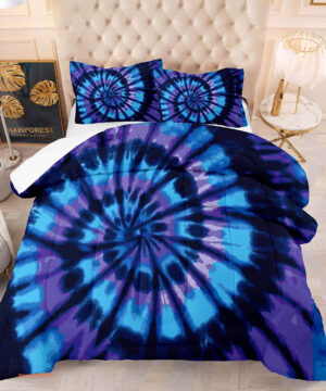 Swirl Tie Dye Comforter Sets for Women Girls Bohemian Tie Dyed Pattern Bedding Set - King - Ettee