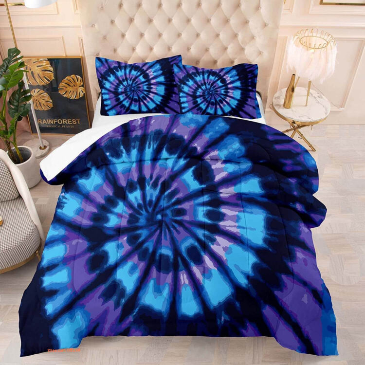 Swirl Tie Dye Comforter Sets for Women Girls Bohemian Tie Dyed Pattern Bedding Set - King - Ettee