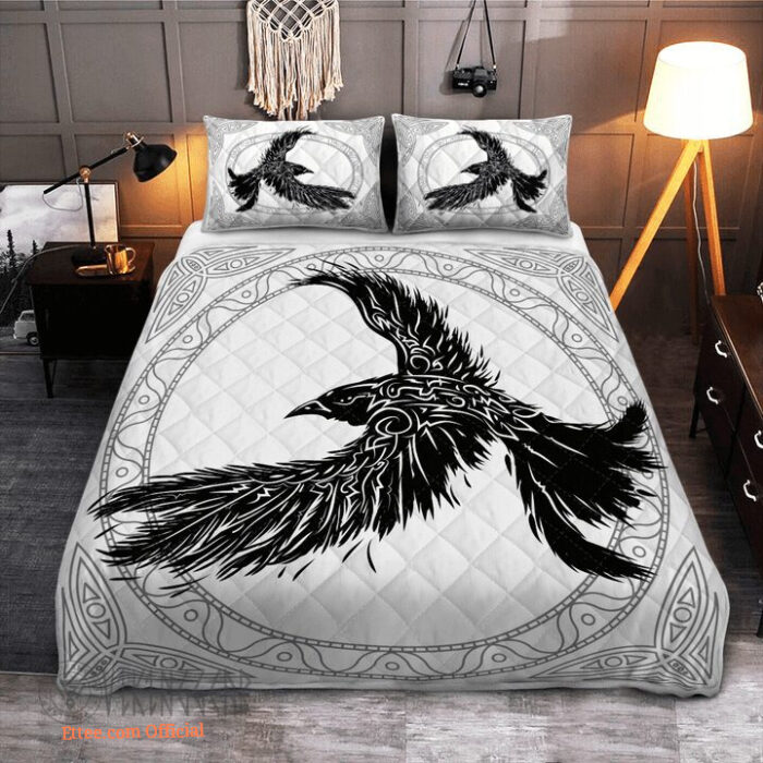 The Ravens Of Odin In Norse Mythology - Viking Quilt Bedding Set - King - Ettee