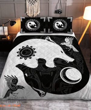 The Sons Of Fenrir - Hati And Skoll - Viking Quilt Bedding Set - King - Ettee