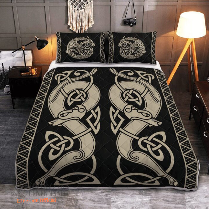 Sons of Fenrir Skoll and Hati Viking Quilt Bedding Set - Unique Gift for Me - King - Ettee