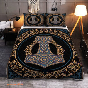 Thor Hammer Mjolnir - Viking Hammer - Viking Quilt Bedding Set - King - Ettee
