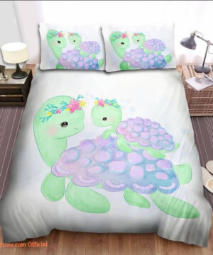 The Turtle Mom And Her Daughter Bed Sheets Spread Bedding Sets - King - Ettee