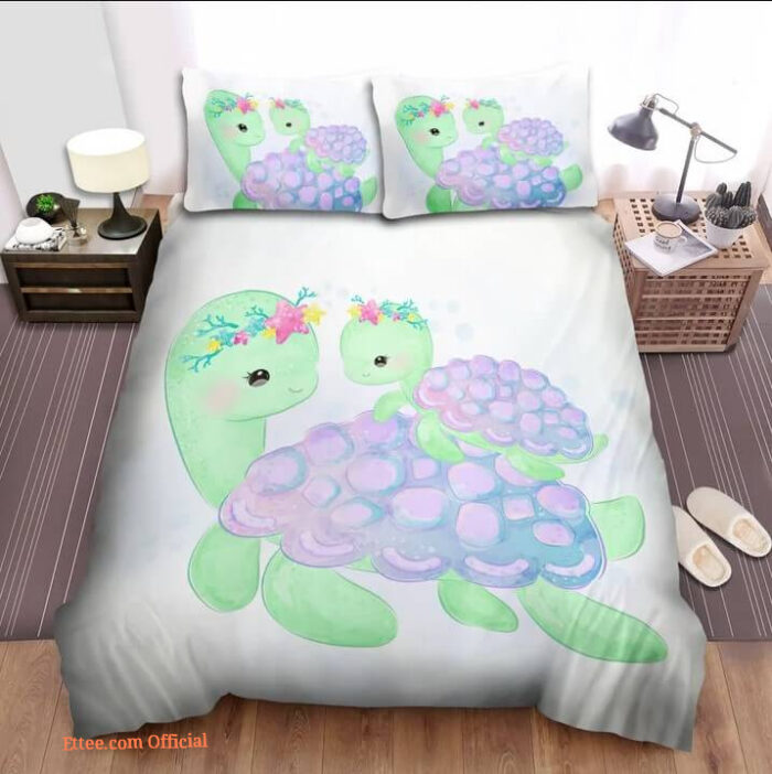 The Turtle Mom And Her Daughter Bed Sheets Spread Bedding Sets - King - Ettee