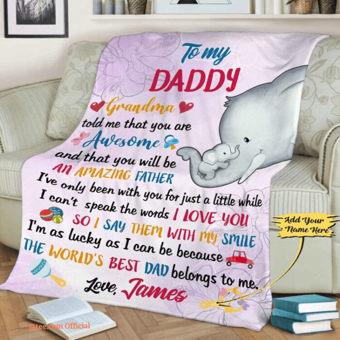 The World Best Dad Belongs To Me Customized Quilt Blanket. Foldable And Compact - Super King - Ettee