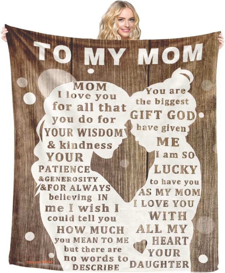 Throw Blanket Mom Gifts from Children Soft Love and Warm Birthday Gifts for Her Christmas Blanket - Super King - Ettee