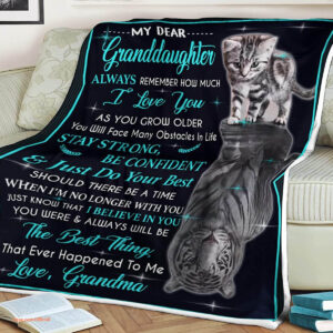 Tiger And Cat Quilt Blanket My Dear Granddaughter. Foldable And Compact - Super King - Ettee