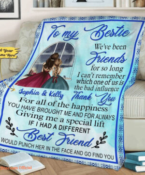 To My Bestie Thank You For All The Happiness Customized Quilt Blanket - Super King - Ettee