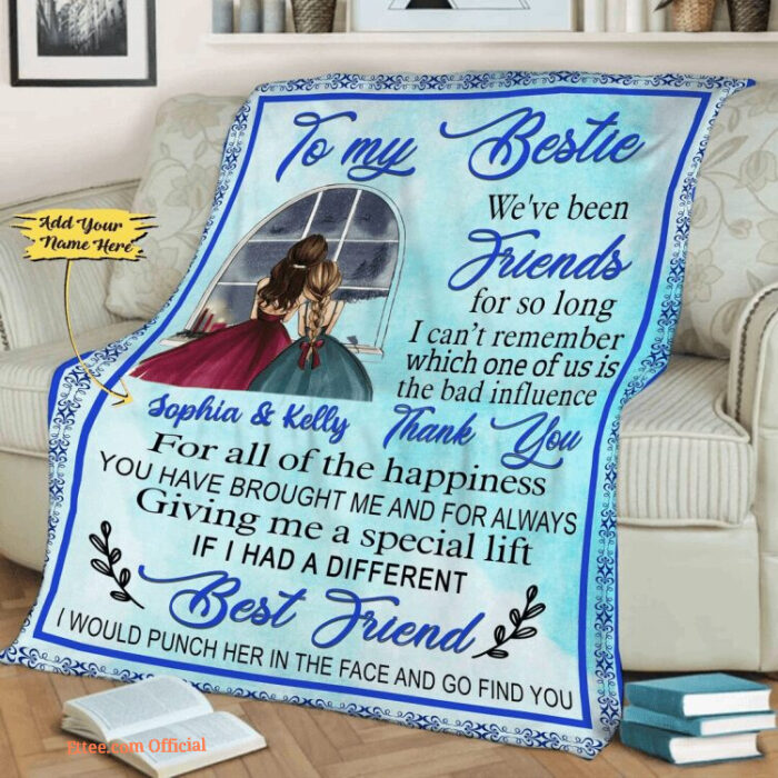To My Bestie Thank You For All The Happiness Customized Quilt Blanket - Super King - Ettee