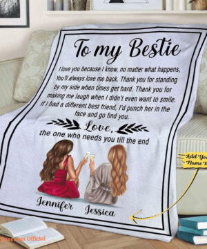 To My Bestie Thank You For Making Me Laugh Customized Quilt Blanket - Super King - Ettee