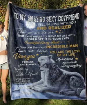 To My Boyfriend.Night Wolves Blanket.Blanket For boyfriend.Couple Blanket.Family Throw Blanket.Blankets For Gift.Christmas Blanket - Super King - Ettee