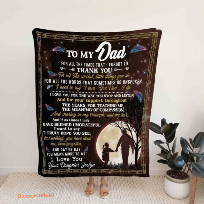 To My Dad Blanket Dad Gift Father And Daughter In The Moon Blanket Gift - Super King - Ettee