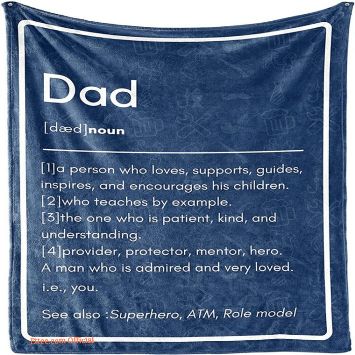 To My Dad Dad Definition Funny Blanket Gift For Day Birthday - Super King - Ettee