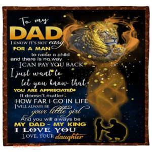 To My Dad I Love You Lions Crown Gift From Daughter Quilt Fleece Blanket - Super King - Ettee