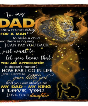 To My Dad I Love You Lions Crown Gift From Daughter Quilt Fleece Blanket - Super King - Ettee