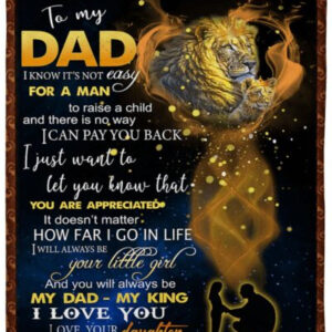 To My Dad I Love You Lions Crown Gift From Daughter Quilt, Fleece Blanket1 - Super King - Ettee