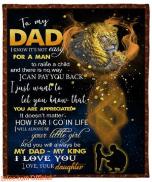 To My Dad I Love You Lions Crown Gift From Daughter Quilt, Fleece Blanket1 - Super King - Ettee