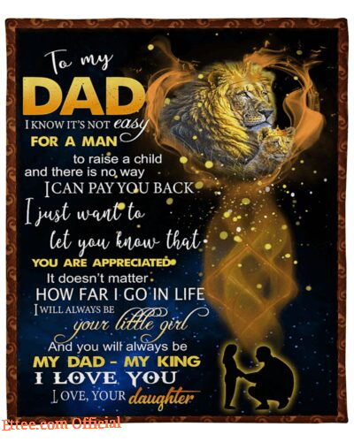 To My Dad I Love You Lions Crown Gift From Daughter Quilt, Fleece Blanket1 - Super King - Ettee