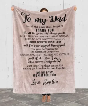 To My Dad I Love You Gift For Father's Day Emotional Gift For Dad From Kids Quilt Blanket For DaddyDadPapa Fleece - Super King - Ettee