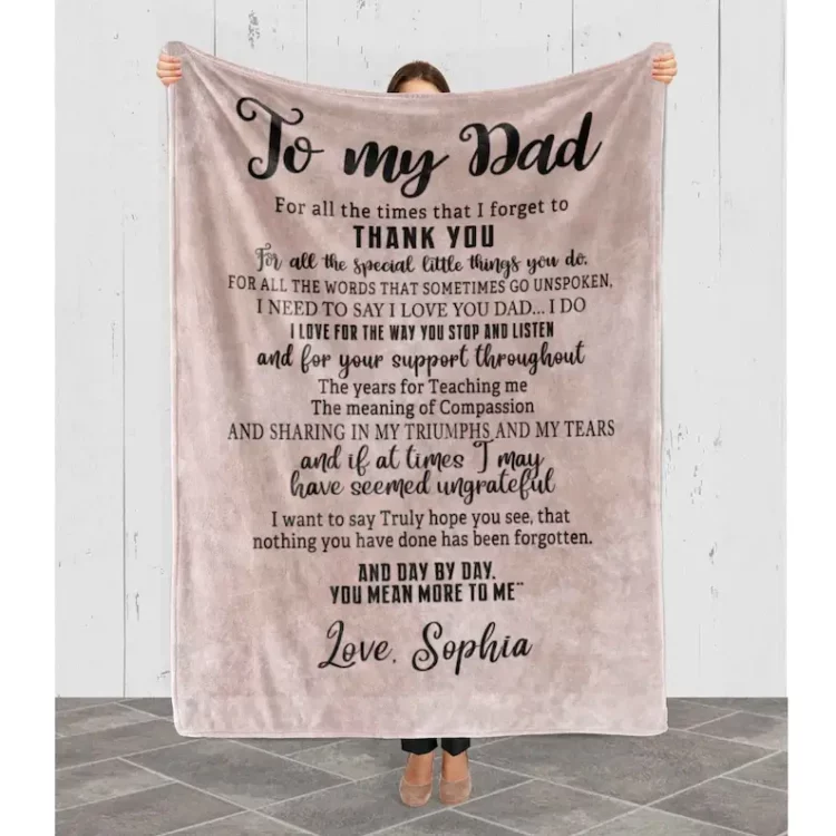 To My Dad I Love You Gift For Father's Day Emotional Gift For Dad From Kids Quilt Blanket For DaddyDadPapa Fleece - Super King - Ettee