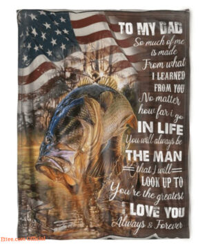 To My Dad Love Fishing Fish Print Blanket For Dadday American Fishing Lovers Blanket Fisherman Blanket   American Flag Fish Blanket - Super King - Ettee