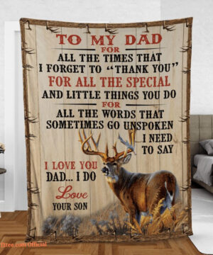 To My Dad Love Your Son Deer 3d Fleece Photo Blanket Fathers Day - Super King - Ettee