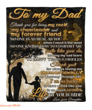 To My Dad Moon Dad And Daughter Blanket Thank You For Being My Rockfleece Blanket - Super King - Ettee