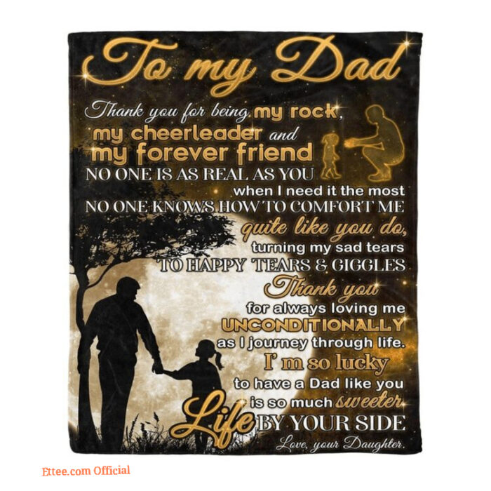 To My Dad Moon Dad And Daughter Blanket Thank You For Being My Rockfleece Blanket - Super King - Ettee