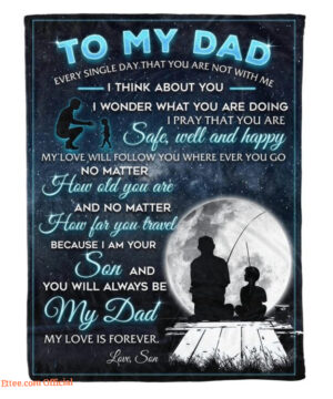 To My Dad Moon Dad And Son Fishing Blanket I Think About Youfleece Blanket - Super King - Ettee