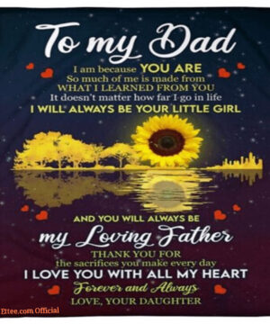 To My Dad Sunflower Blanket I Love You With All My Heartfleece Blanket - Super King - Ettee