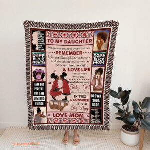 To My Daughter Blanket Black Queen Quilt Blanket. Foldable And Compact - King - Ettee