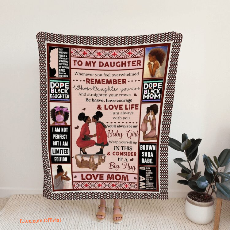 To My Daughter Quilt Blanket Black Queen. Foldable And Compact - Ettee - Black Queen
