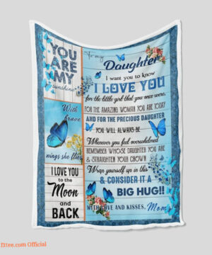 To My Daughter Blanket Blue Butterfly Quilt Blanket. Foldable And Compact - Super King - Ettee