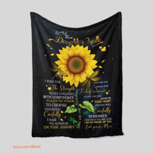 To My Daughter Blanket Sunflower And Dragonfly Quilt Blanket - Super King - Ettee