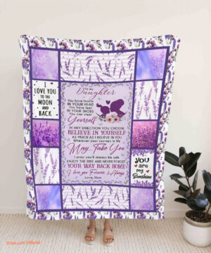 To My Daughter Quilt Blanket Violet Lavender. Foldable And Compact - Super King - Ettee