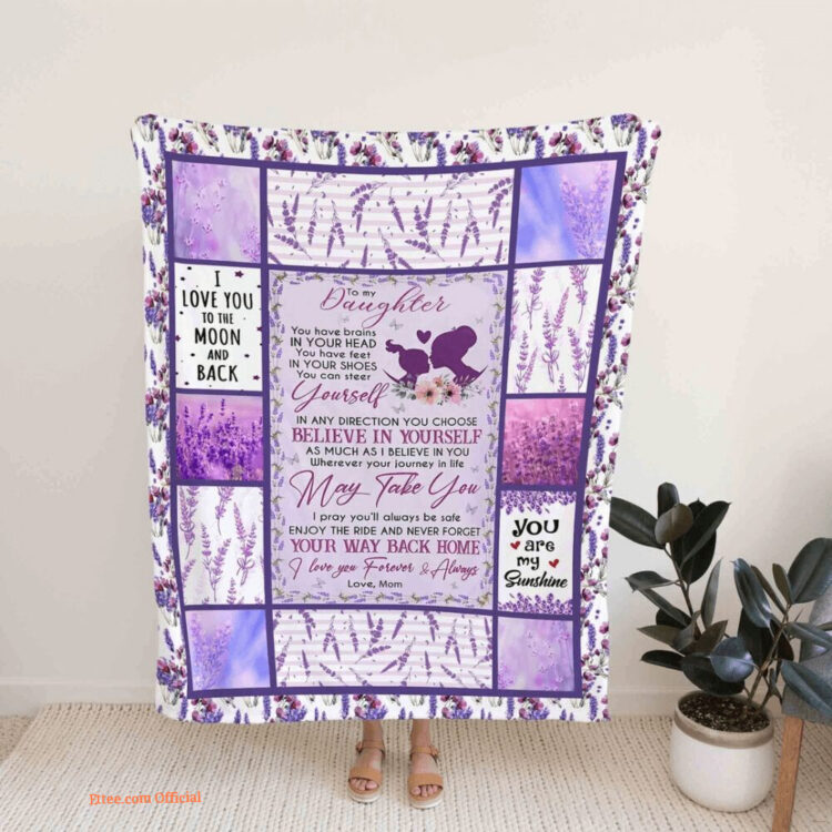 To My Daughter Quilt Blanket Violet Lavender. Foldable And Compact - Super King - Ettee