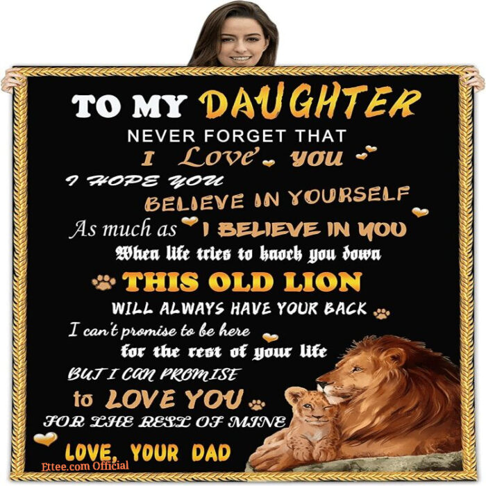 To My Daughter Lion Blanket - Dad's Special Gift for Girls - Super King - Ettee