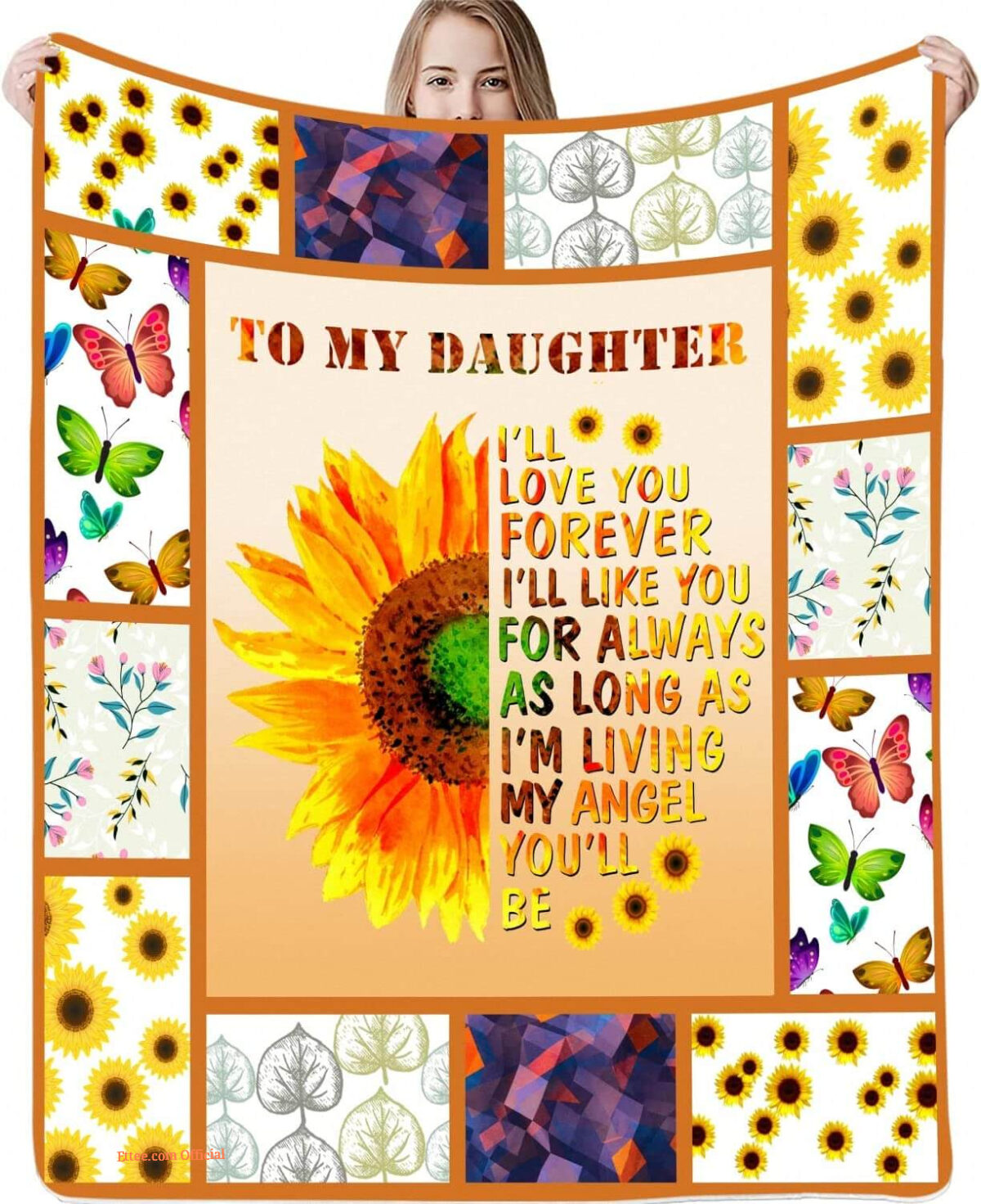 To My Daughter Quilt Blanket Gifts From Mom Dad Cozy Flannel - Super King - Ettee