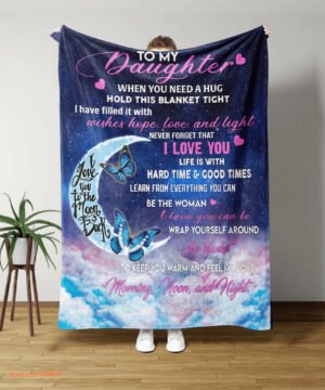 To My Daughter Quilt Blanket Moon. Lightweight And Smooth Comfort - Super King - Ettee