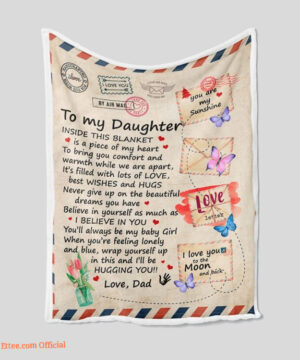 To My Daughter Quilt Blanket Letter Dad Family. Lightweight And Smooth Comfort - Super King - Ettee