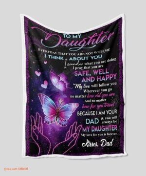 To My Daughter Quilt Blanket Violet Butterfly. Light And Durable - Super King - Ettee