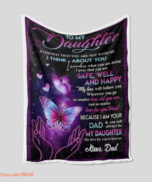 To My Daughter Quilt Blanket Violet Butterfly. Lightweight And Smooth Comfort - Super King - Ettee