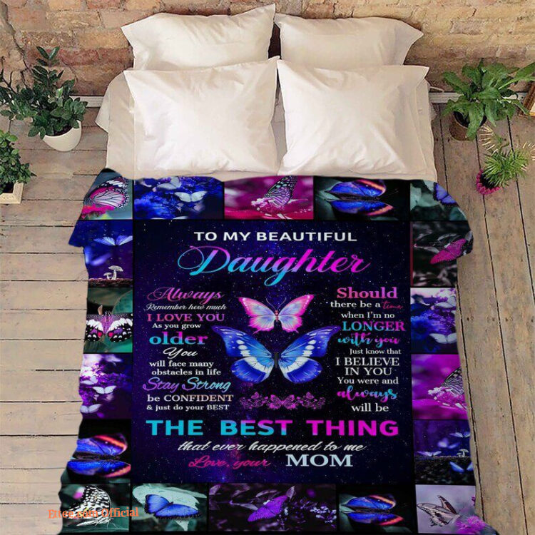 To My Daughter Gift For Christmas Butterfly Print Blanket For Girls Butterfly Gift For Girls - Super King - Ettee